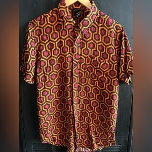 The Shining Overlook Hotel Carpet Pattern button-up size M